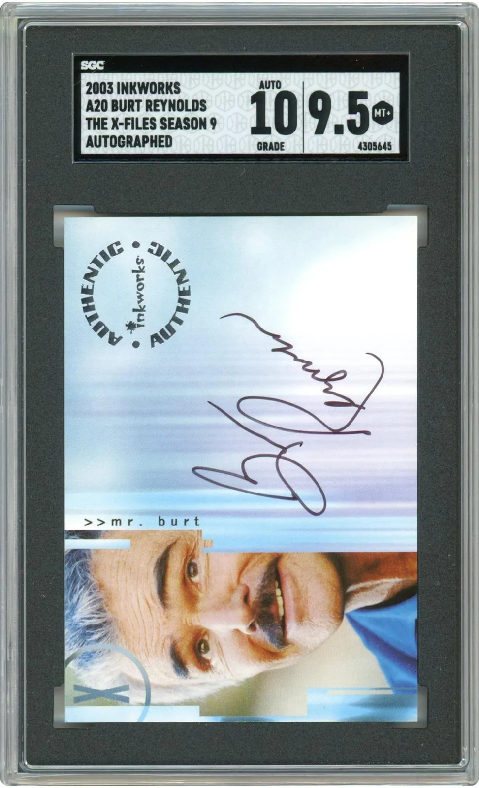 Burt Reynolds Autographed 2003 Inkworks #A20 SGC Authenticated 9.5 Card
