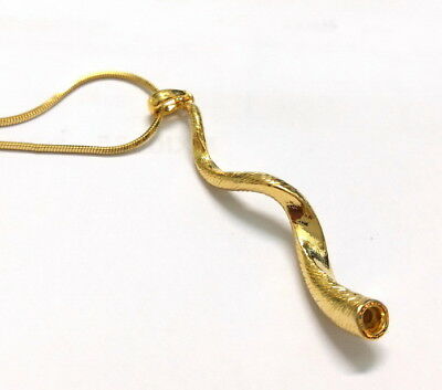 Designed Shofar Pendant Necklace Gold Color Large Kudu Yemenite Jewish Blow Horn