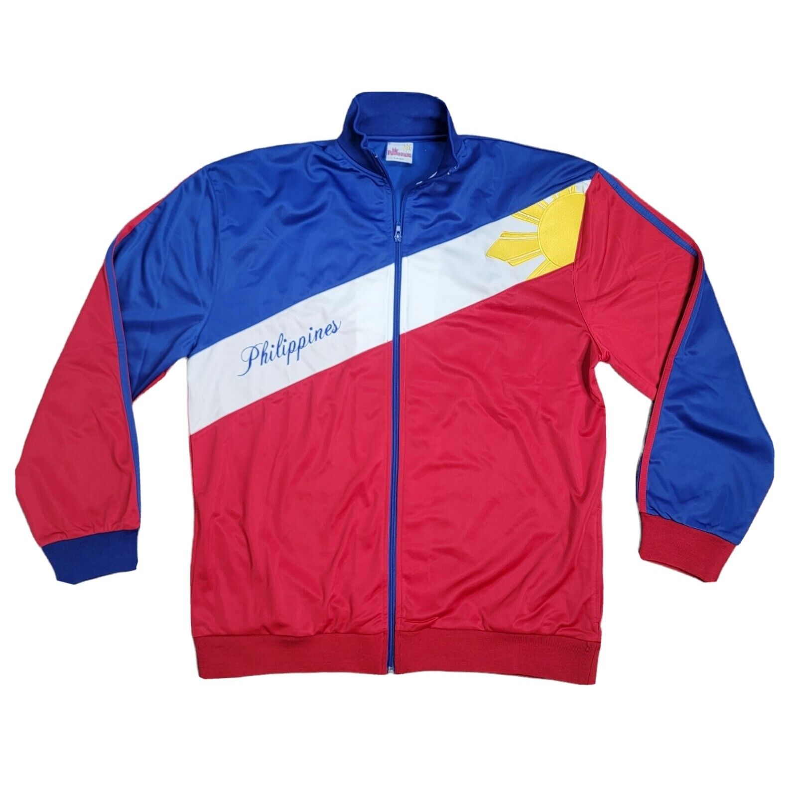 Philippines Sun Flag Fleece Lined Full Zip Jacket Asian Filipino Embroidered Lg