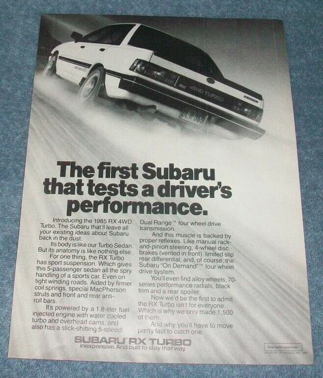 1985 Subaru RX Turbo Vintage Ad 