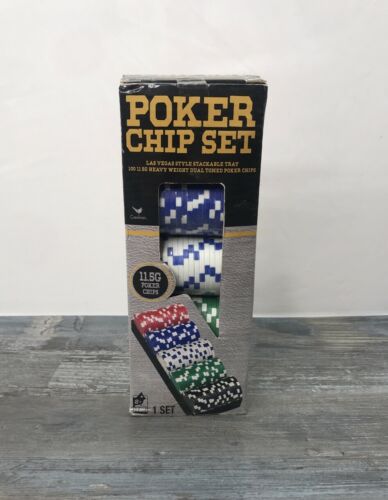 100 Poker chip set 11.5G heavy weight dual toned w/ stackable tray by Cardinal