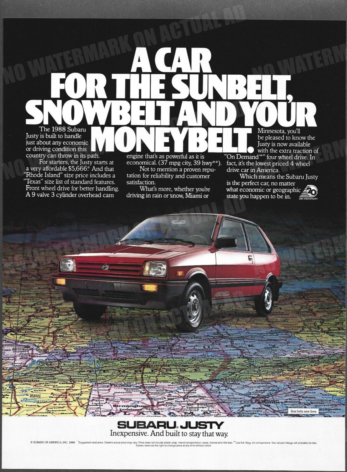 Subaru Justy 1988 Coupe Car Trade Print Magazine Ad Auto Automobile Advert