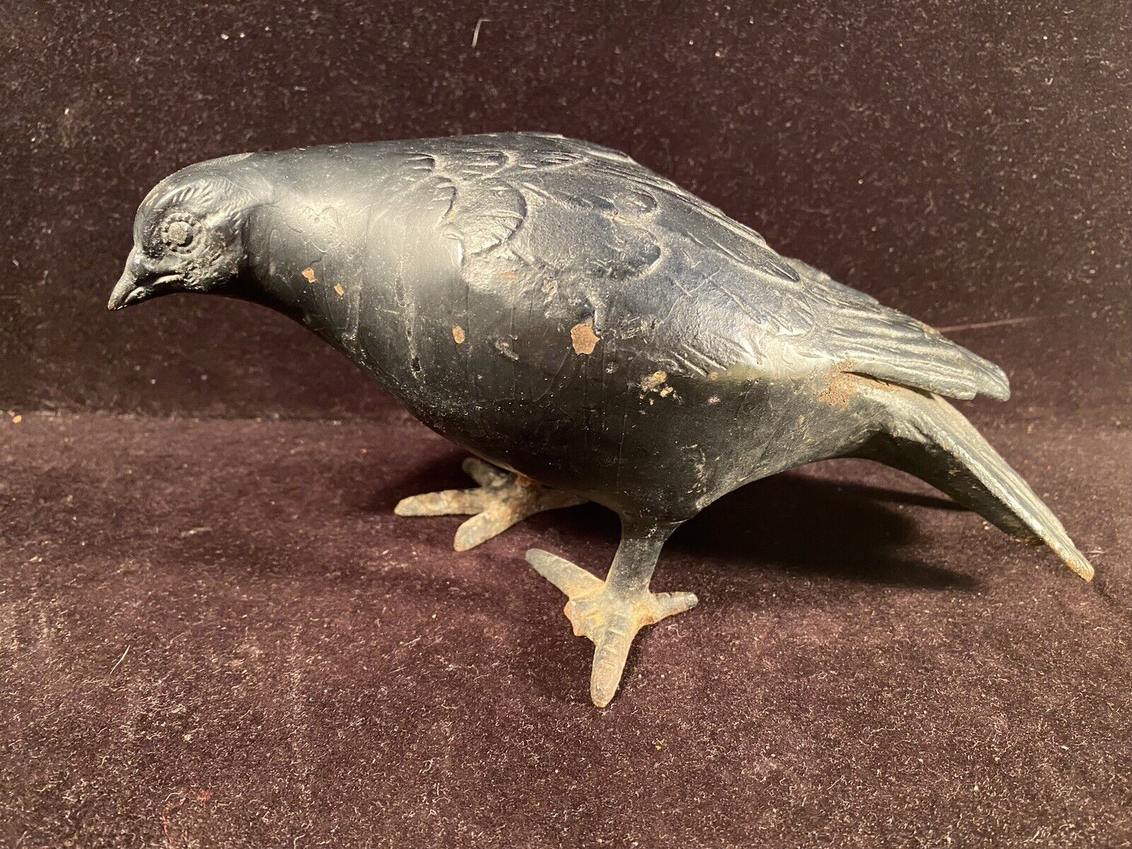 Primitive Large Life-sized Decorative Black Cast Iron Raven Crow Bird Dove