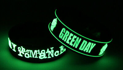 My Chemical Romance Green Day M7g7 New! 2x Bracelet Wristband Glow In The Dark