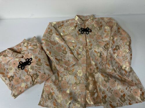 Set of Two - Traditional Oriental Brocade Jackets Gold Handmade Adult Size S