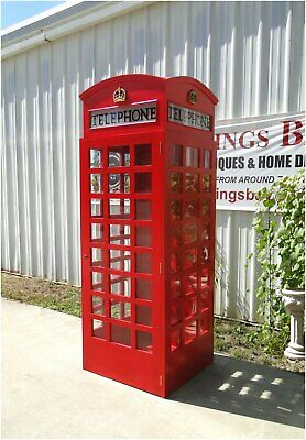 British Red Telephone Phone Box Booth Wood Old Replica English London