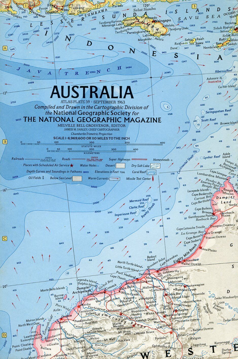 National Geographic Map Only Australia  September 1963 Birthday Anniversary