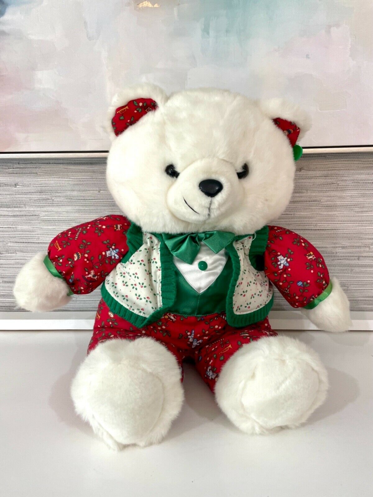 Vintage 1991 Kmart 18” Christmas Stuffed Teddy Bear Plush