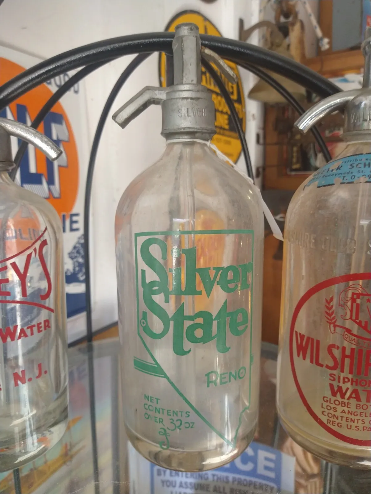 Antique Reno silver state  Seltzer Bottle, no chips or crackers great graphics