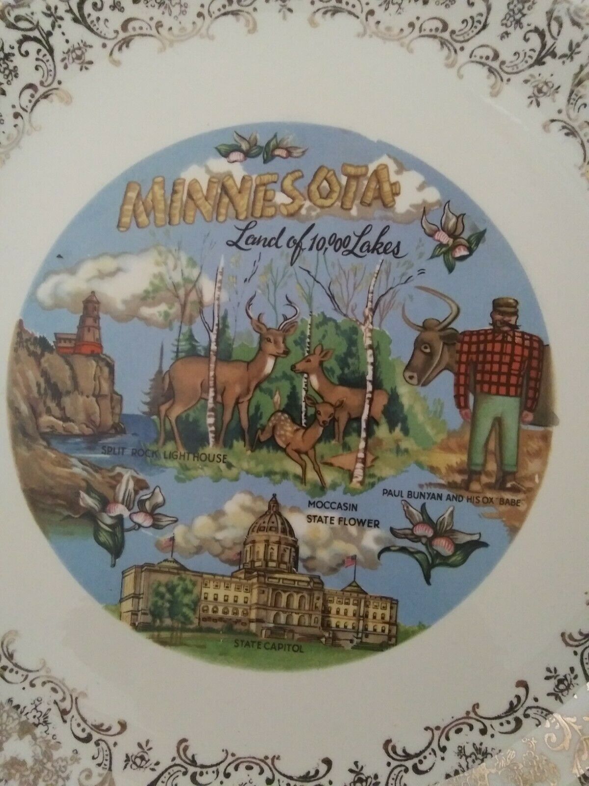 Vintage 1976 Minnesota Land Of 10,000 Lakes Memorative Souvenir Plate 9.25"