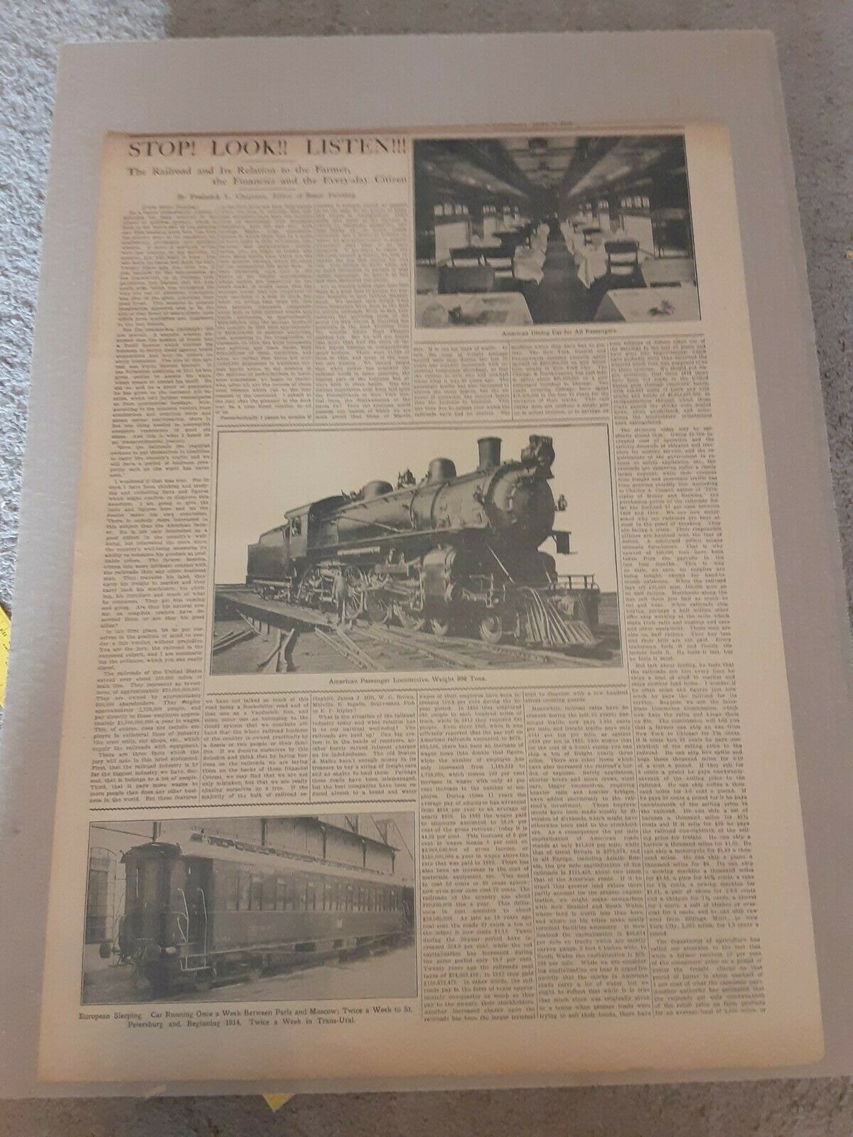 June 3rd 1914 Railroad Newspaper Page Article Photos Train Wow...