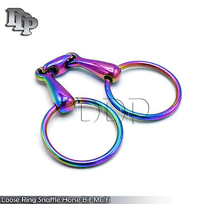 Rainbow Multi Color Loose Ring Snaffle Horse Bit Stainless Steel 5