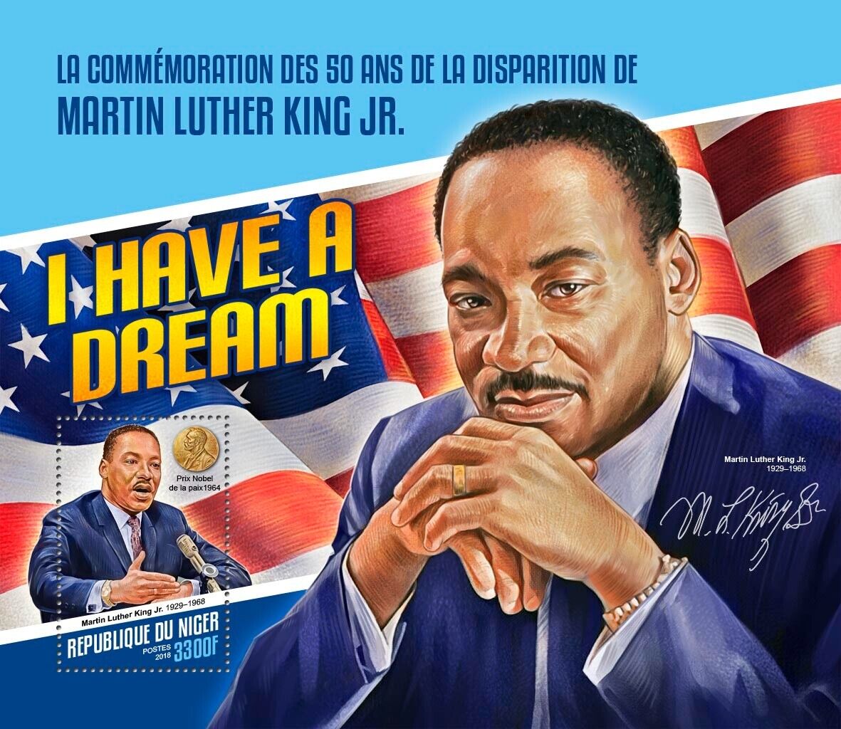 Martin Luther King Jr. Nobel Prize I Have a Dream MNH Stamps 2018 Niger S/S