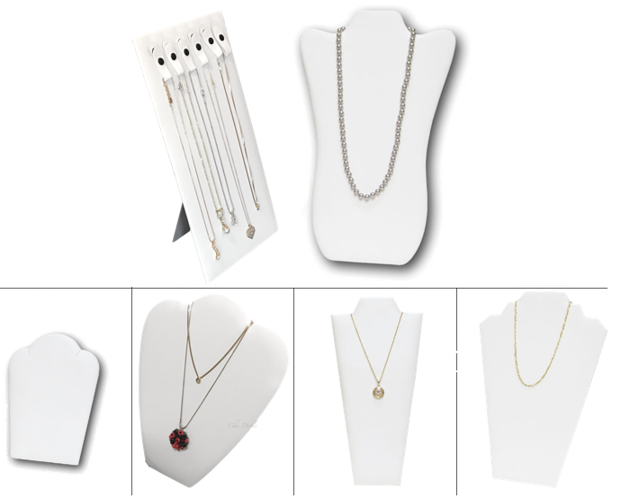 Jewelry Easel Stand Chain Display White Faux Leather Display Necklace Stand Lots