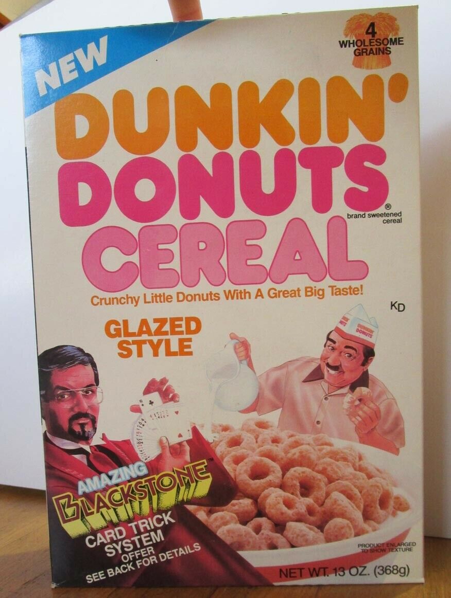 Dunkin Donuts Cereal Box New 1988 Amazing Blackstone Magic Trick Glazed Style