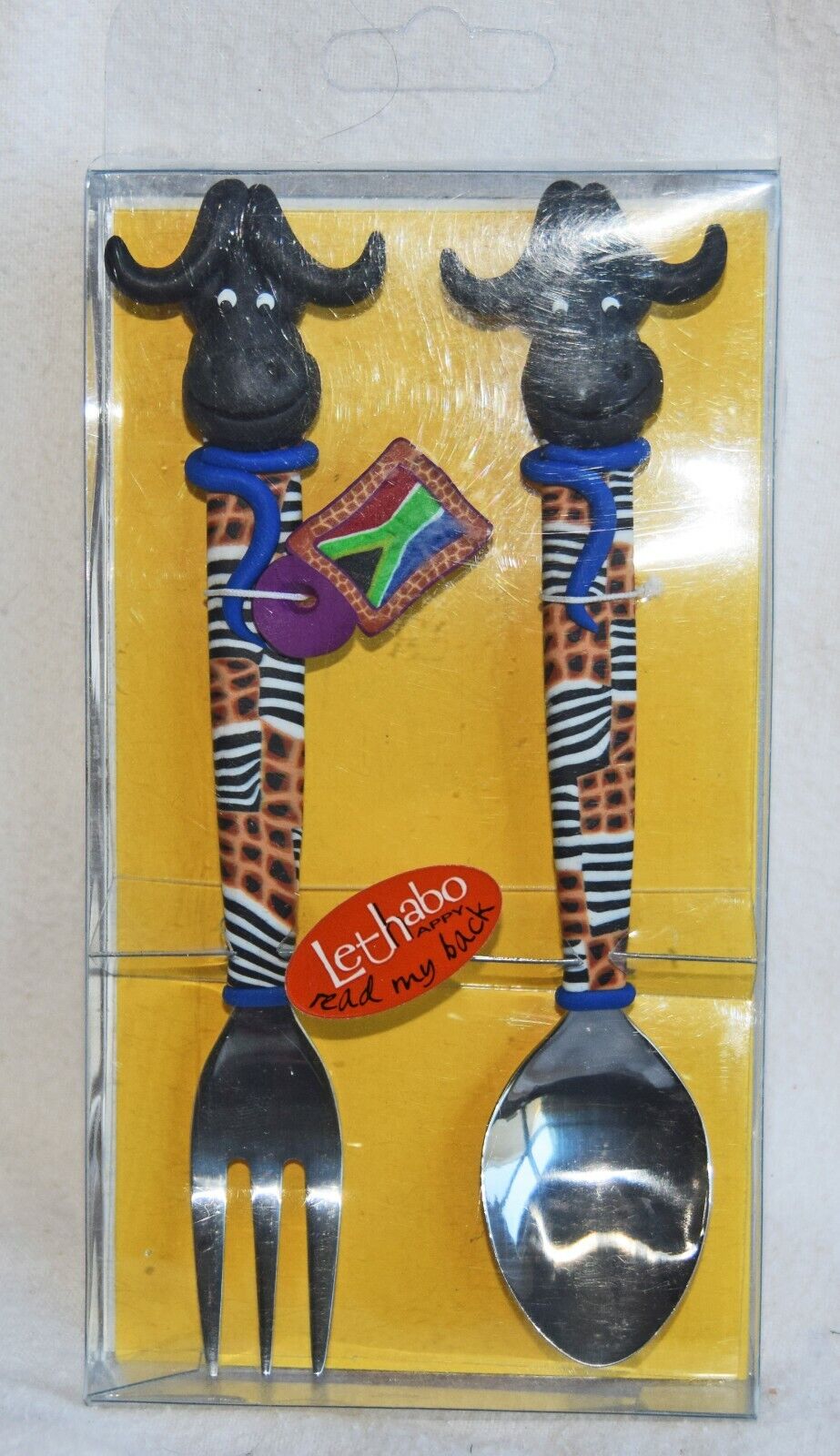 Original South Africa-lethabo Child Cutlery Set- African Art Handle-new Orig Box