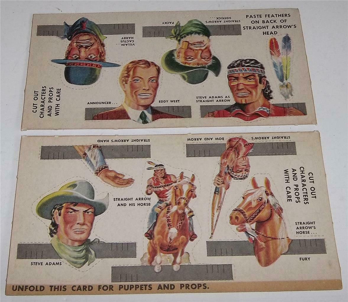 Vintage 1952 Nabisco Cereal Straight Arrow Finger Puppets Premium  Western