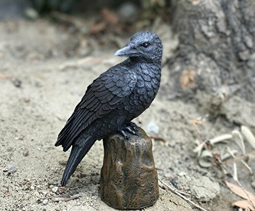 Pacific Giftware Dark Raven Crow Perched On Tree Stump Collectible Figurine