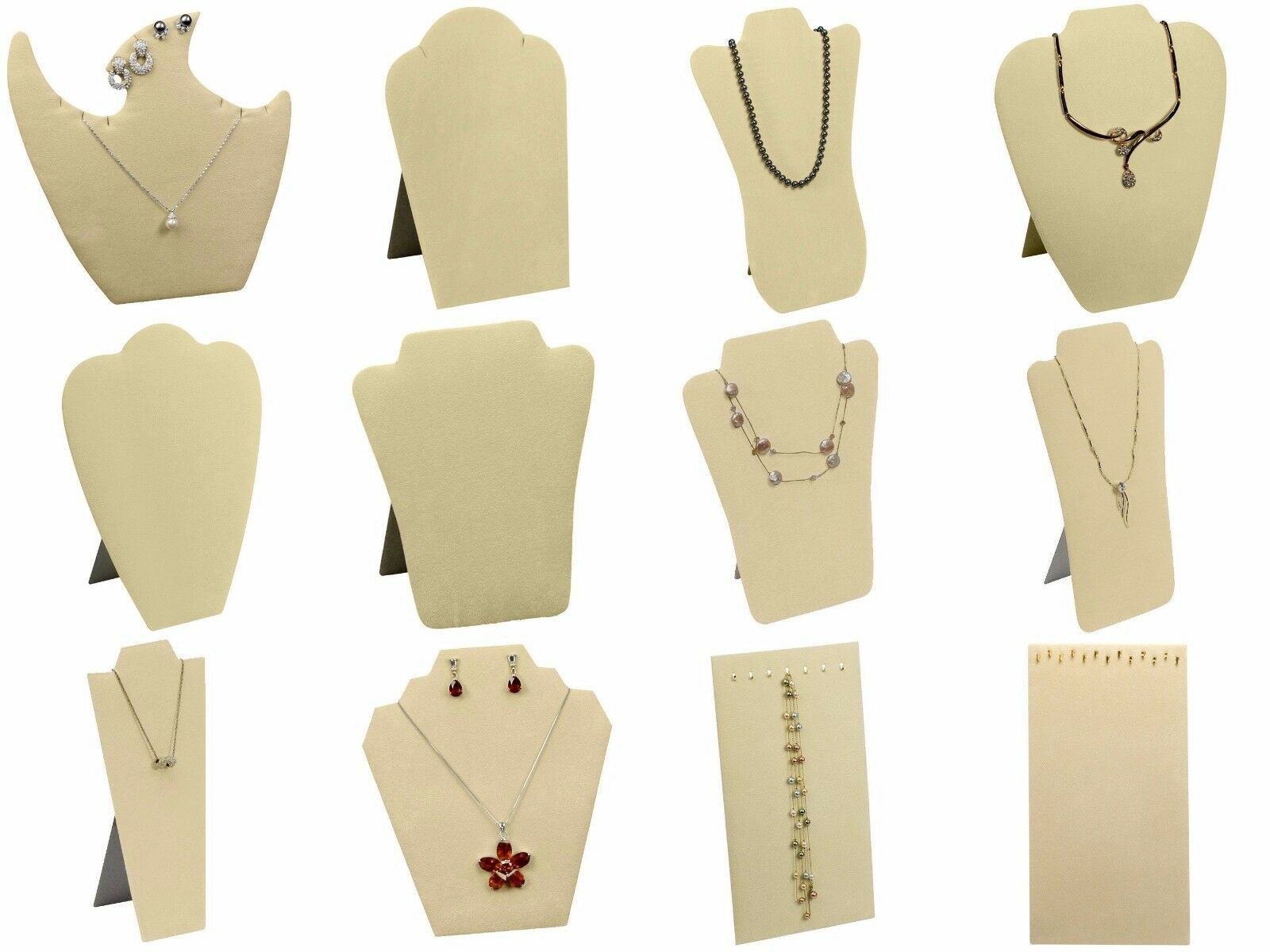 Beige Faux Suede Necklace Easel Jewelry Display for Chains, Necklaces Pendants