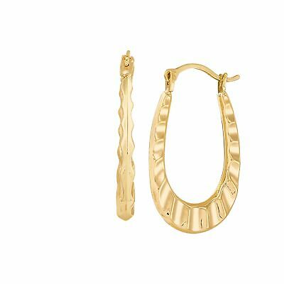 Finecraft 'ruffle Oval Hoop Earrings' In 10k Yellow Gold