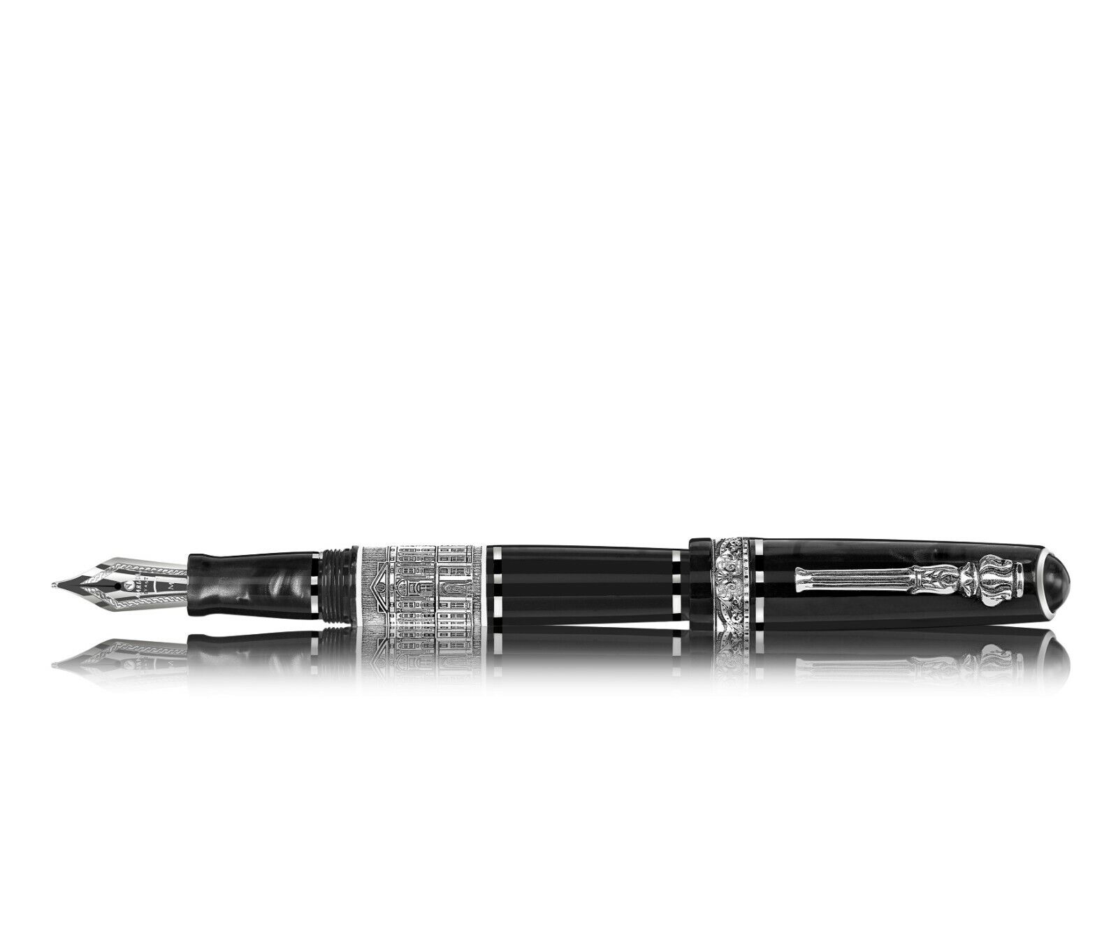 Marlen Old Cities Caserta Fountain Pen In Pearly Shaded Grey With Lava Rock /new