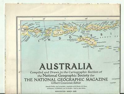 Original 1948 National Geographics Map, Australia