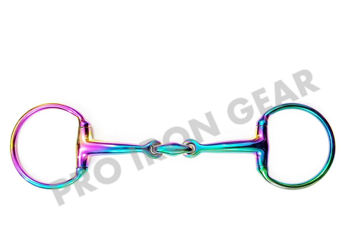 Rainbow Color Eggbutt Double Jointed Horse Bit With Oval Link Stainless Steel