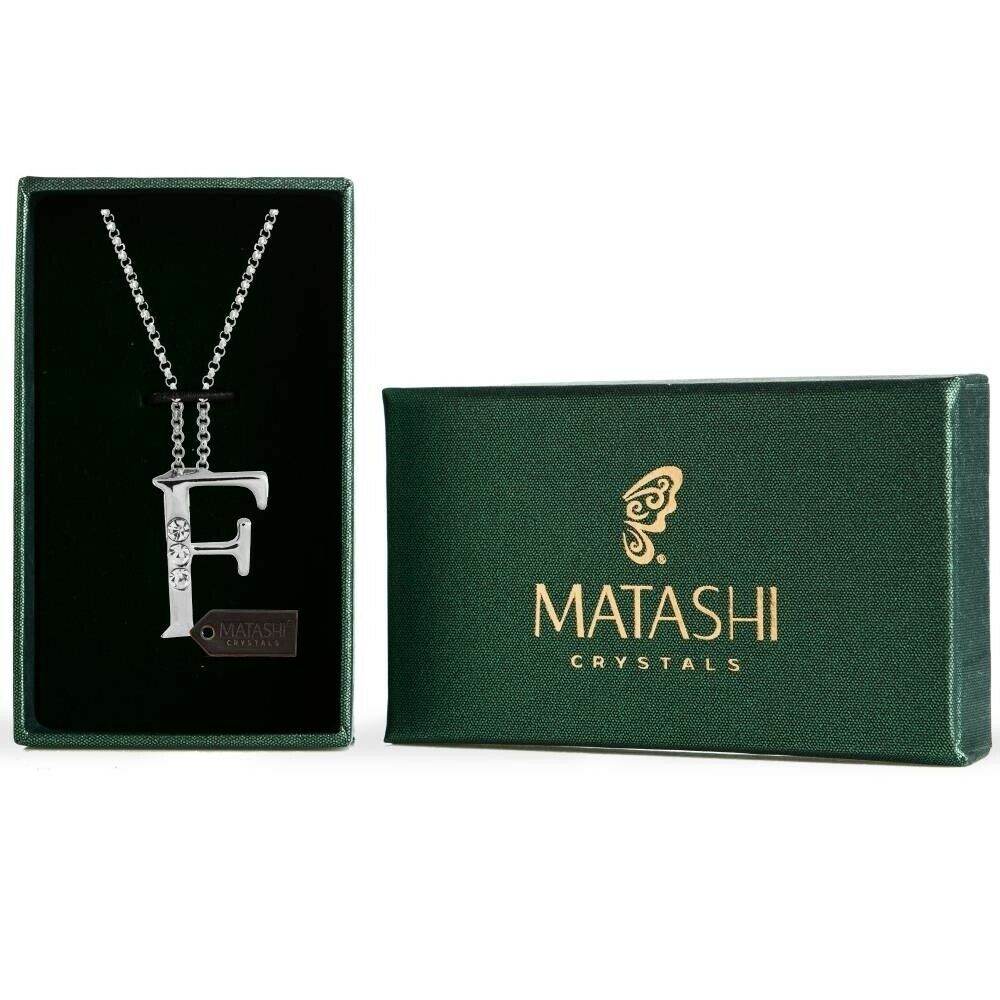 Rhodium Plated Necklace With Personalized Letter "f" Initial Design With A 16"