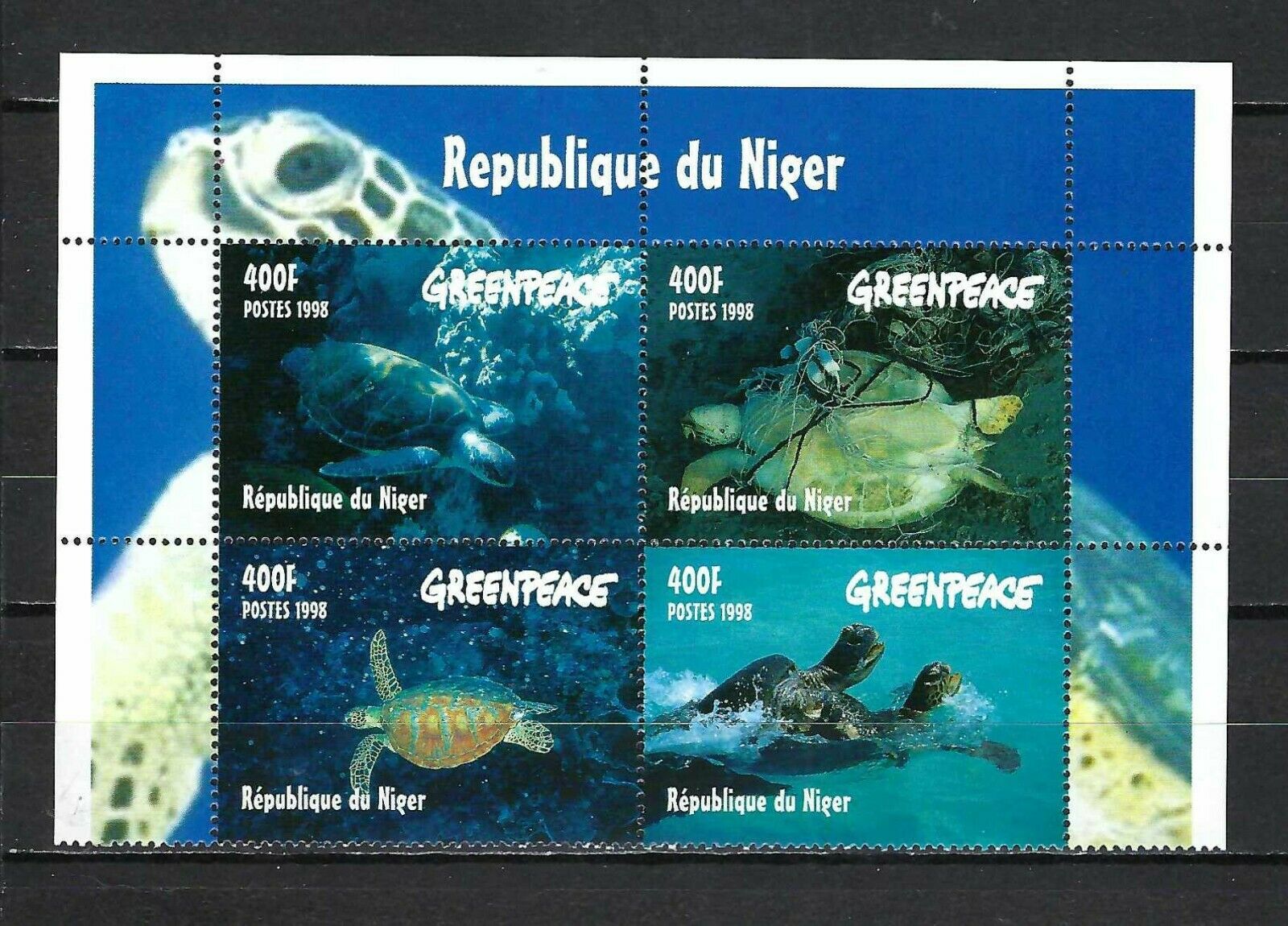 Niger 1998  Sc#976  Greenpeace-turtles  Mnh Block Of 4  $9.00