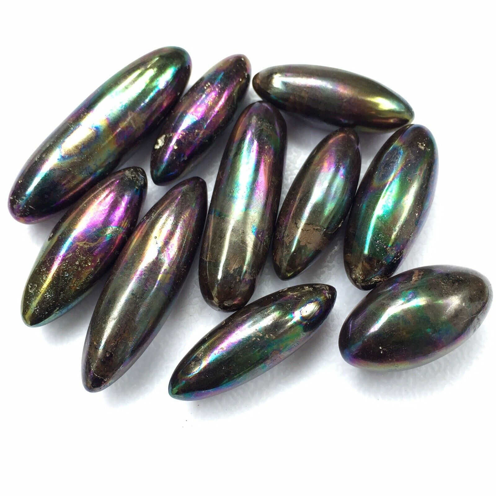 Leklai  Umklum  Iridescent Rainbow  Hematite  Healing Stone Amulet 10 Pc Capsule