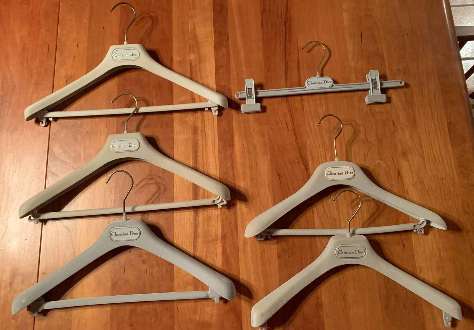 6 Vintage Christian Dior Light Gray Hangers - Magnifique !