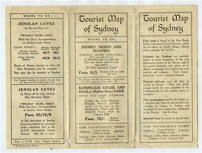 Tourist Map Of Sydney Australia And Tour Brochure 1936
