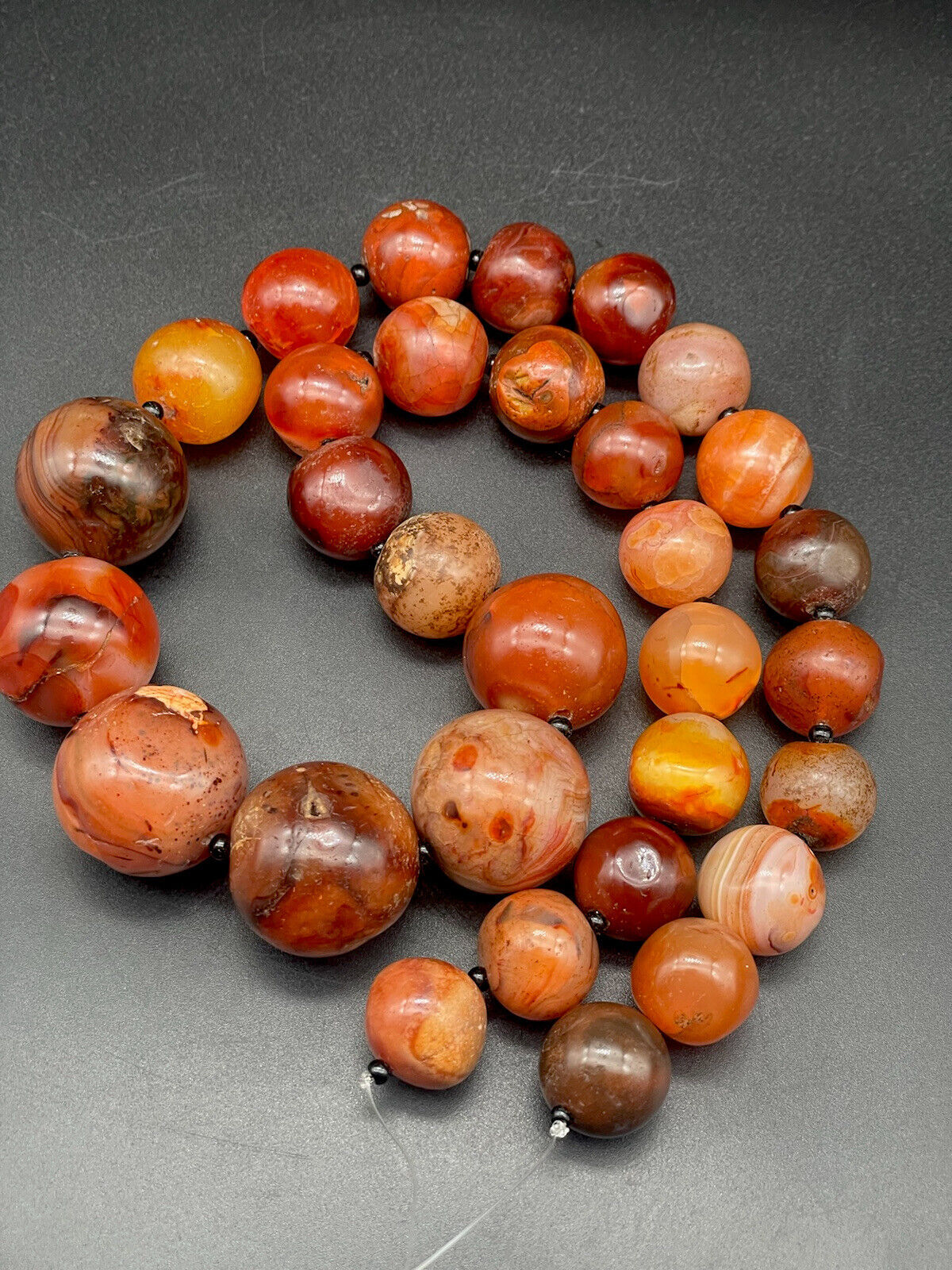 Ancient antique 900 years old Ankor carnelian beads necklace from Cambodia #SAG