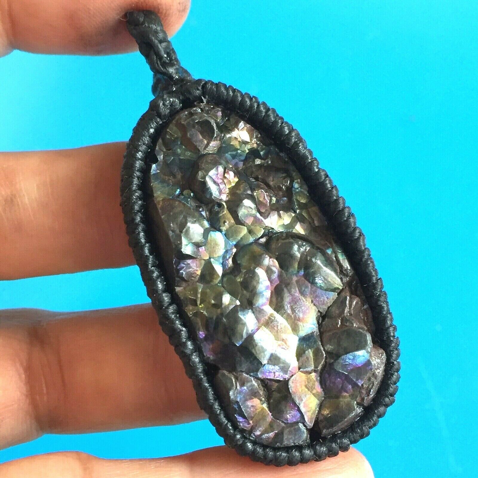 Leklai Pendant Umklum Iridescent Rainbow  Hematite Natural Stone19 G Amulet