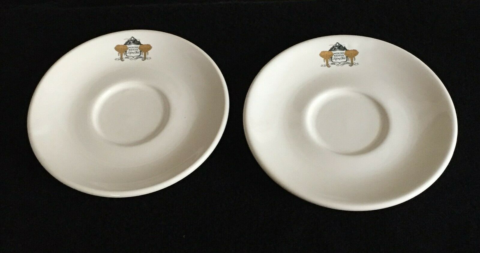 One Pair (2 Each) Mount Kenya Safari Club East Africa Glazed Ceramic Saucers