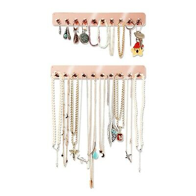 Boxy Concepts Necklace Holder (2 Pack) - Rose Gold Wall Mount Jewelry Organizer