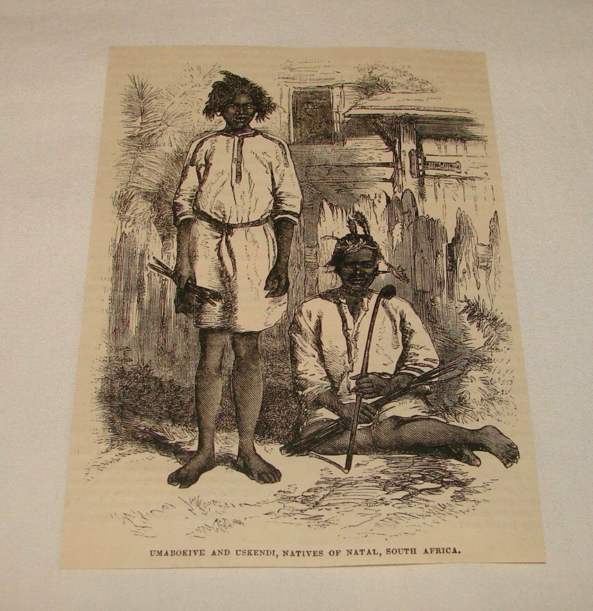 1880 magazine engraving ~ UMABOKIVE, USKENDI, Natives of Natal
