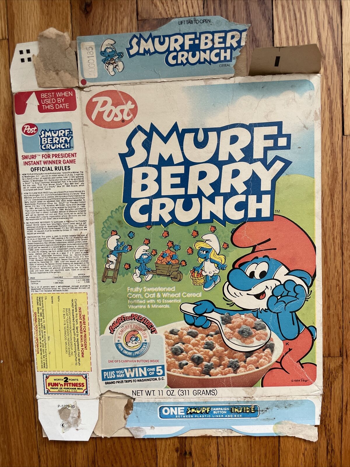 Smurf Berry Crunch Empty Box Post 1985