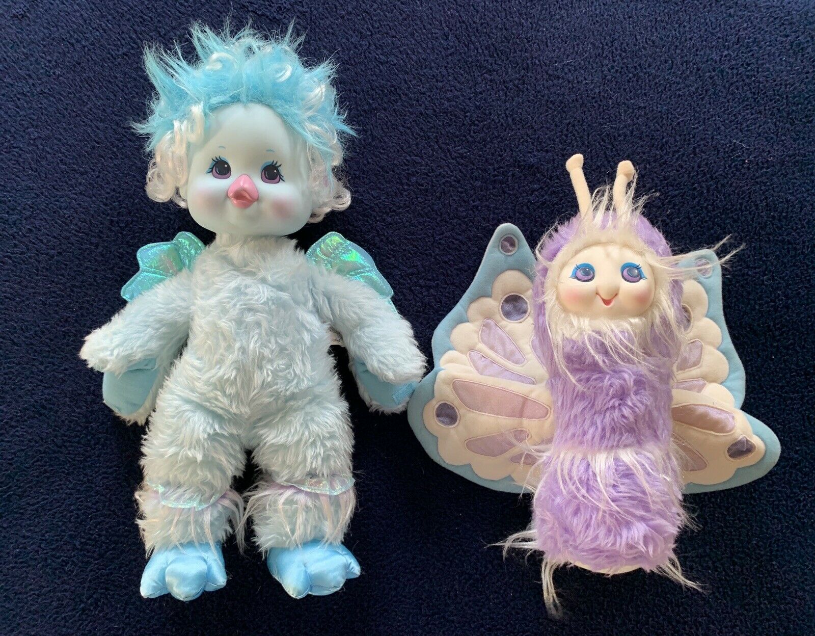 WONDER WHIMS Rare VINTAGE 1985 Feather & Butterly Boo Doll Plush set HTF CLEAN!