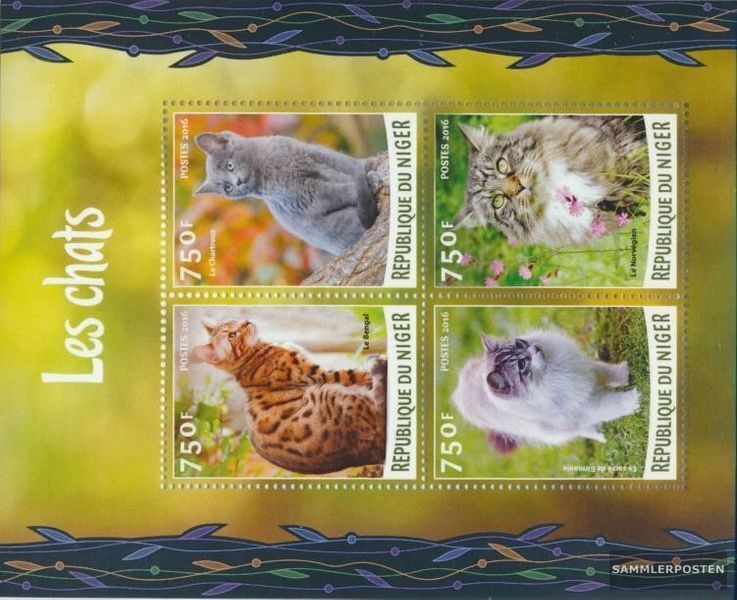 Niger 4147-4150 Sheetlet (complete. issue.) MNH 2016 Cats