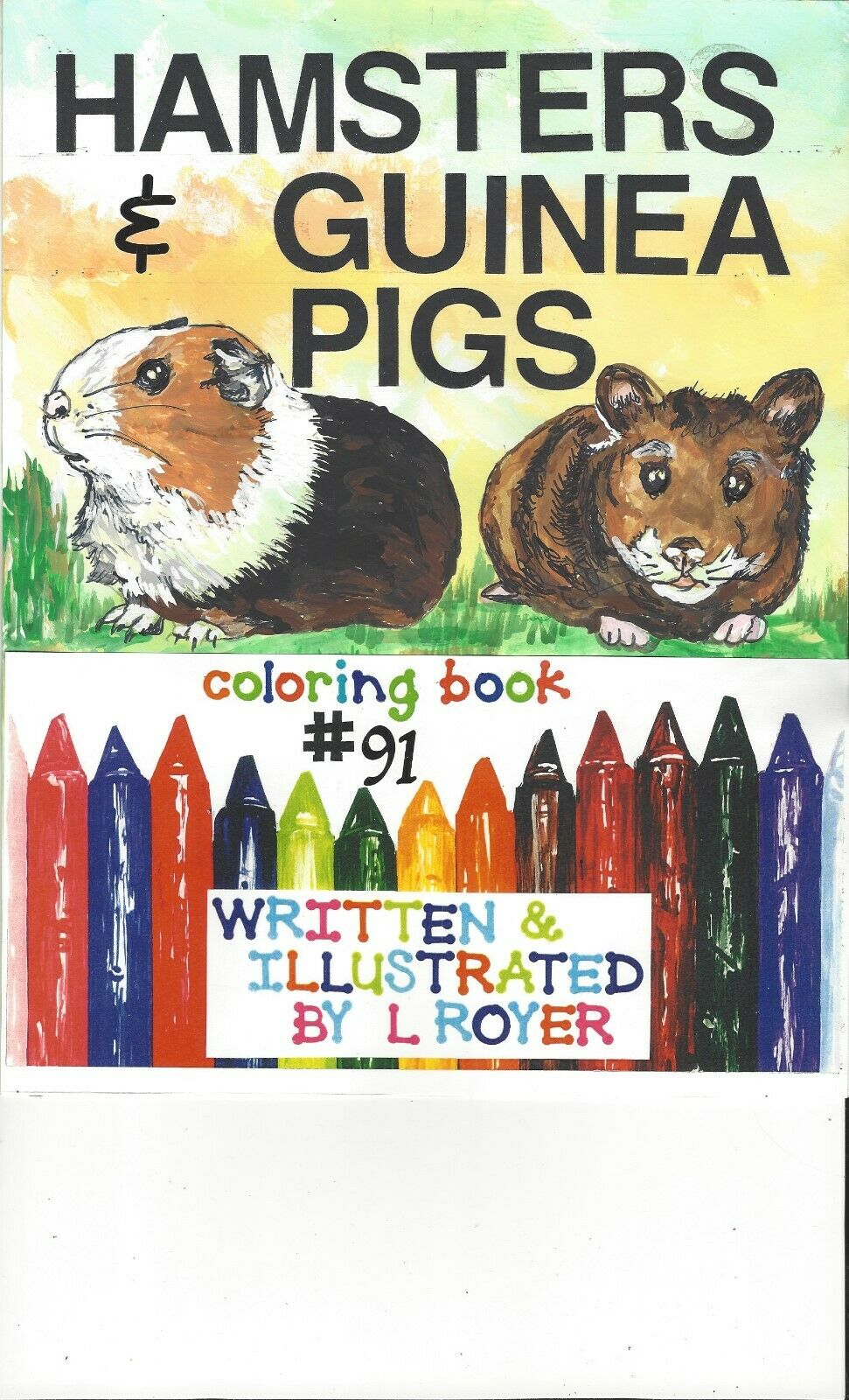 HAMSTERS & GUINEA PIGS COLORING BOOK #91 BY L ROYER 81/2