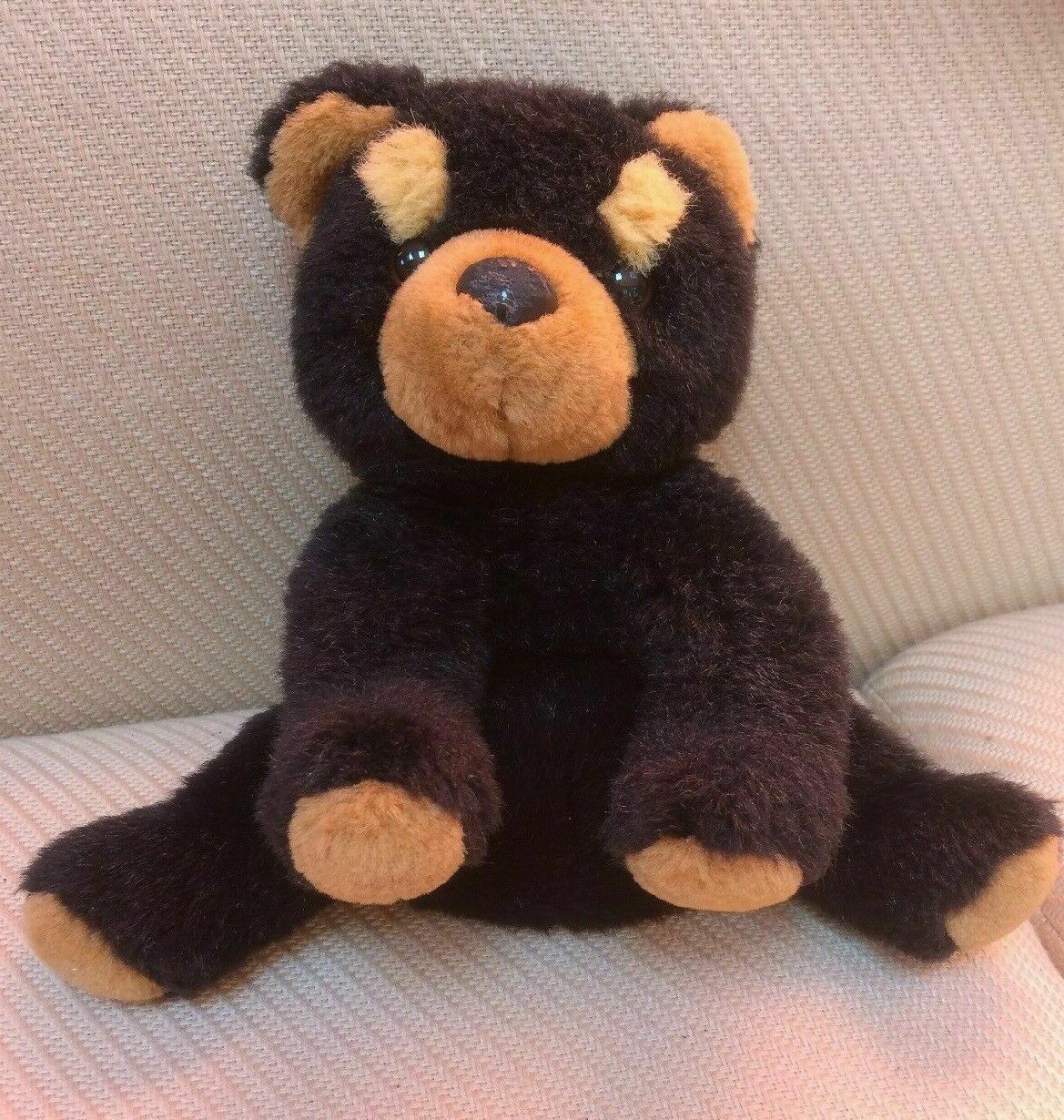 Teddy Bear Plush 8” Dark Brown Sitting Stuffed Animal Soft Clean Cuddly Vintage