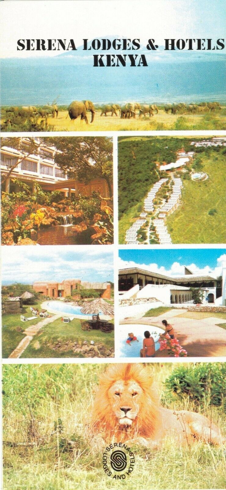C1980 Serena Lodges & Hotels, Kenya Africa Lion Color Illustrations Adv. Folder