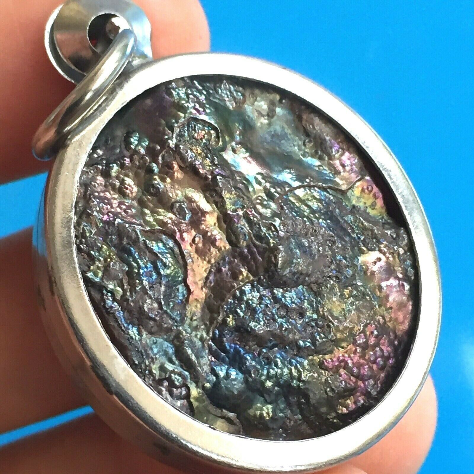 leklai pendant umklum iridescent rainbow  hematite natural stone19 G amulet