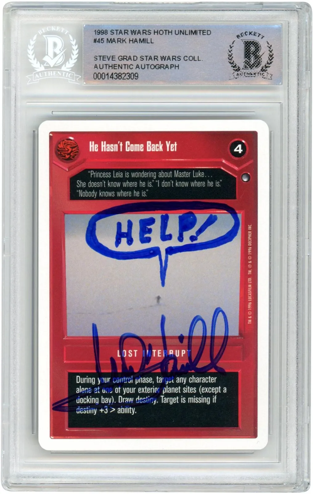 Mark Hamill Star Wars Trading Card Item#12304699