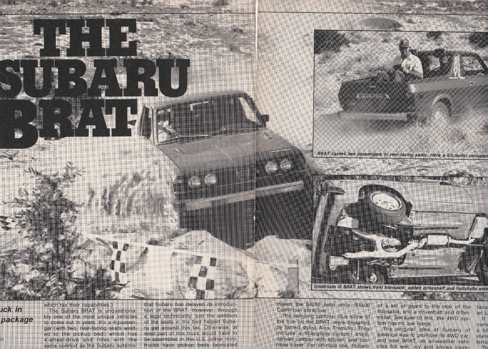 1978 Subaru Brat Open-back Car/pickup, Brief New Vehicle Review From Usa Car Mag