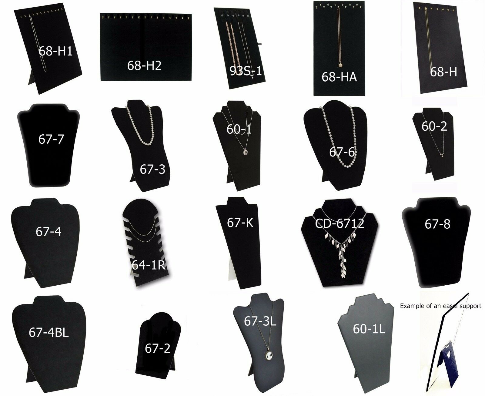 Black Necklace Displays Easel Display for Chains Necklaces Pendants 1- 6- 12 Pcs