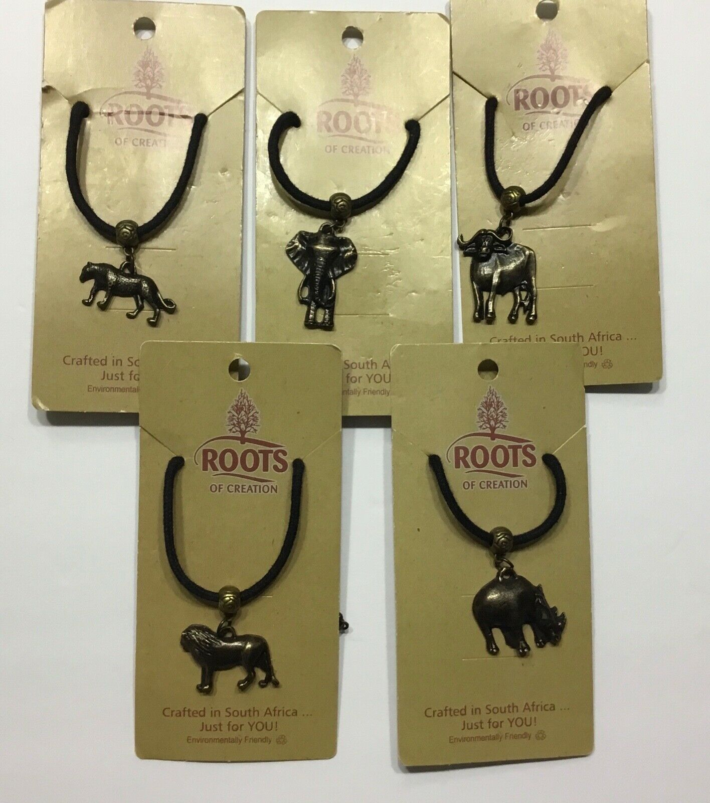 Lot 5 Roots Of Creation South Africa Animal Necklaces Rhino Elephant Cape Buffal